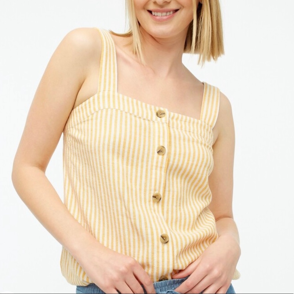 J Crew Factory Button Front Tank in Marigold & White,EUC, Sz: S